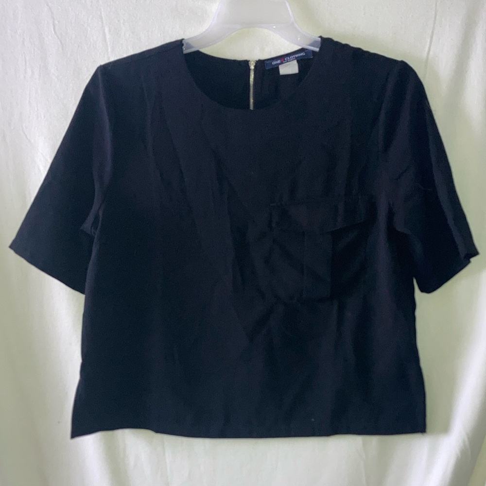 one clothing Black Short Sleeve Pocket Tee